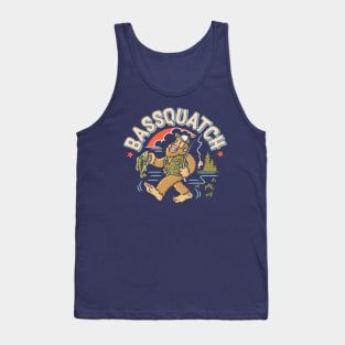 Bassquatch!  Vintage Fishing Bigfoot Fisherman Tank Top